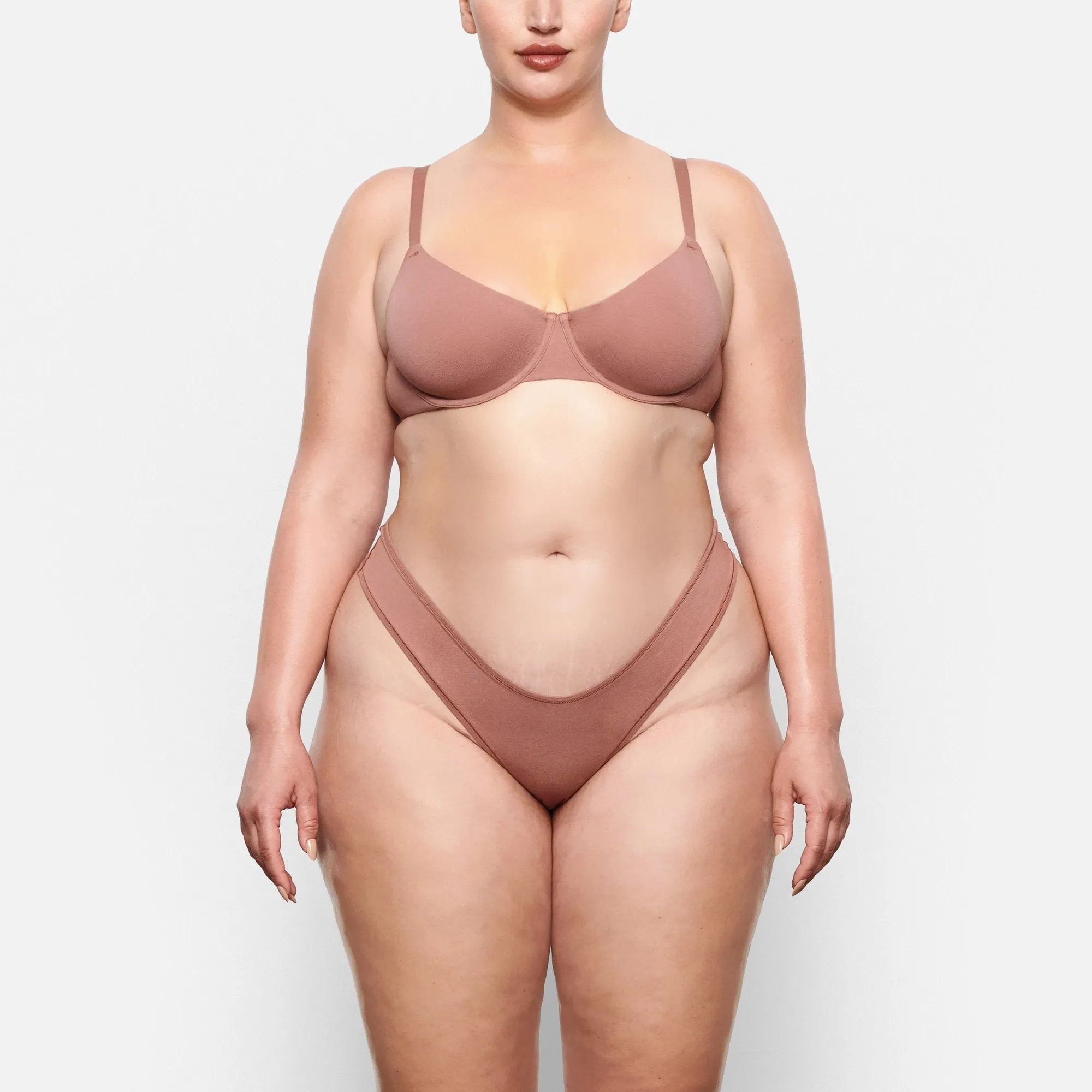 COTTON JERSEY UNDERWIRE BRA | ROSE CLAY