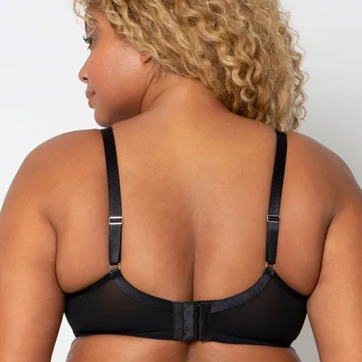 Curvy Couture Sheer Mesh Push Up Bra Black
