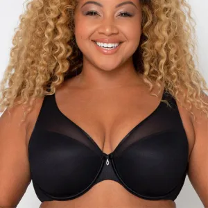 Curvy Couture Sheer Mesh Push Up Bra Black