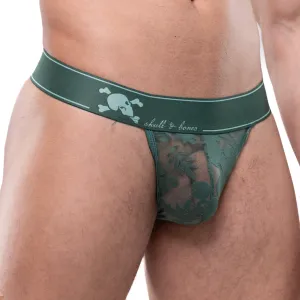 Dutch Floral Burnout Thong Green