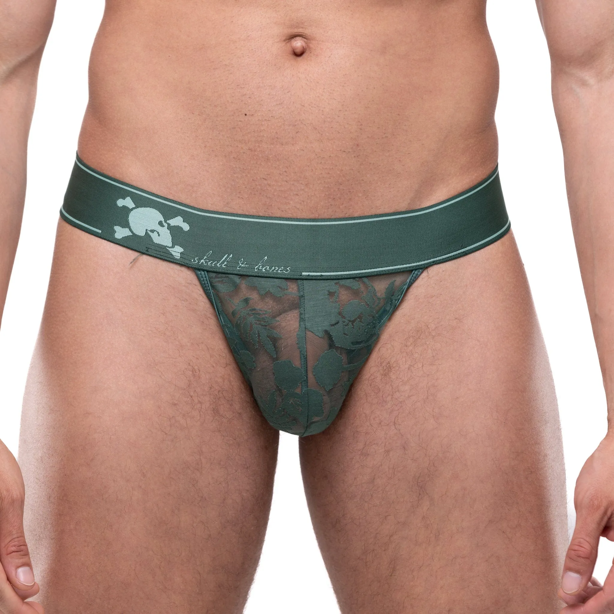 Dutch Floral Burnout Thong Green