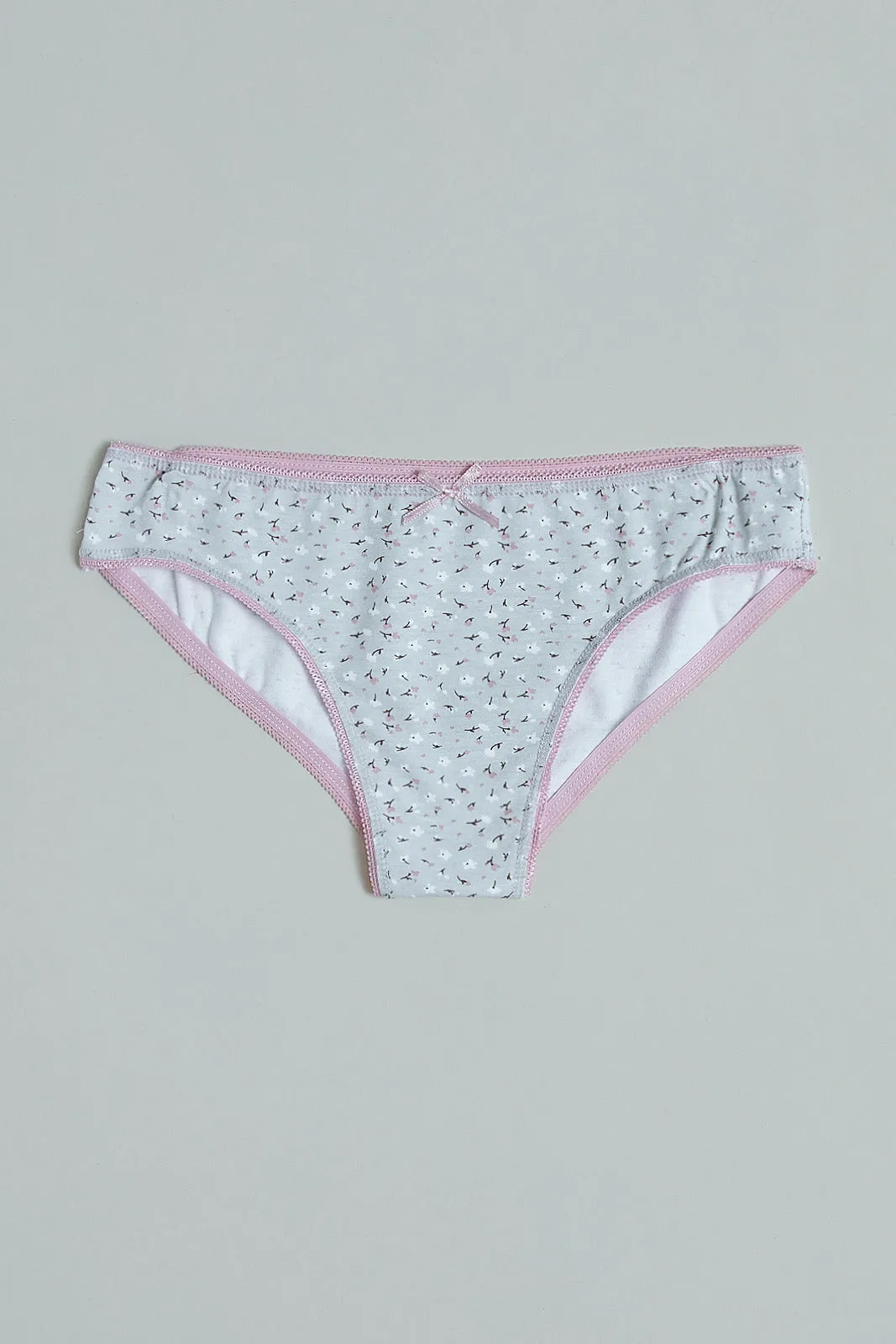 Grey Floral and Pink Hipster Briefs (Pack of 2)