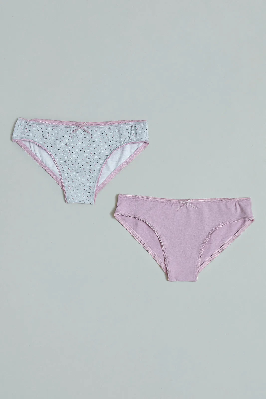Grey Floral and Pink Hipster Briefs (Pack of 2)