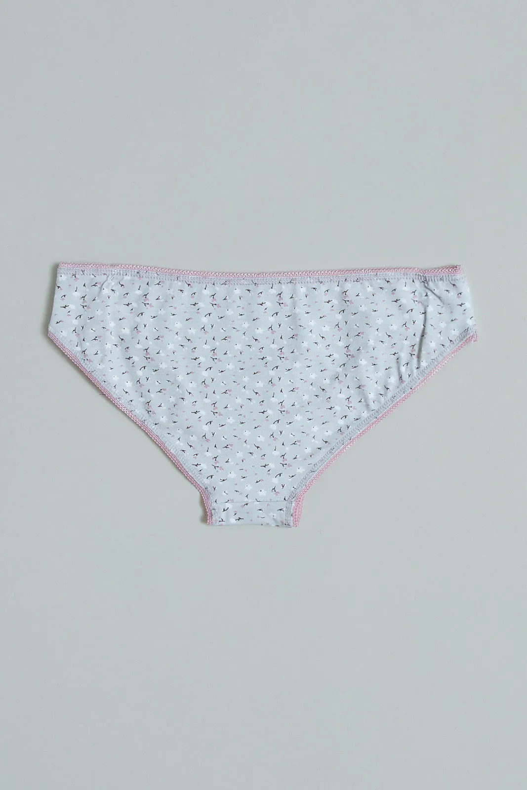 Grey Floral and Pink Hipster Briefs (Pack of 2)
