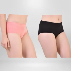 Hipster Panty | Women Under Wear | Super Soft | Comfortable | Set of 2 | Black & Peach