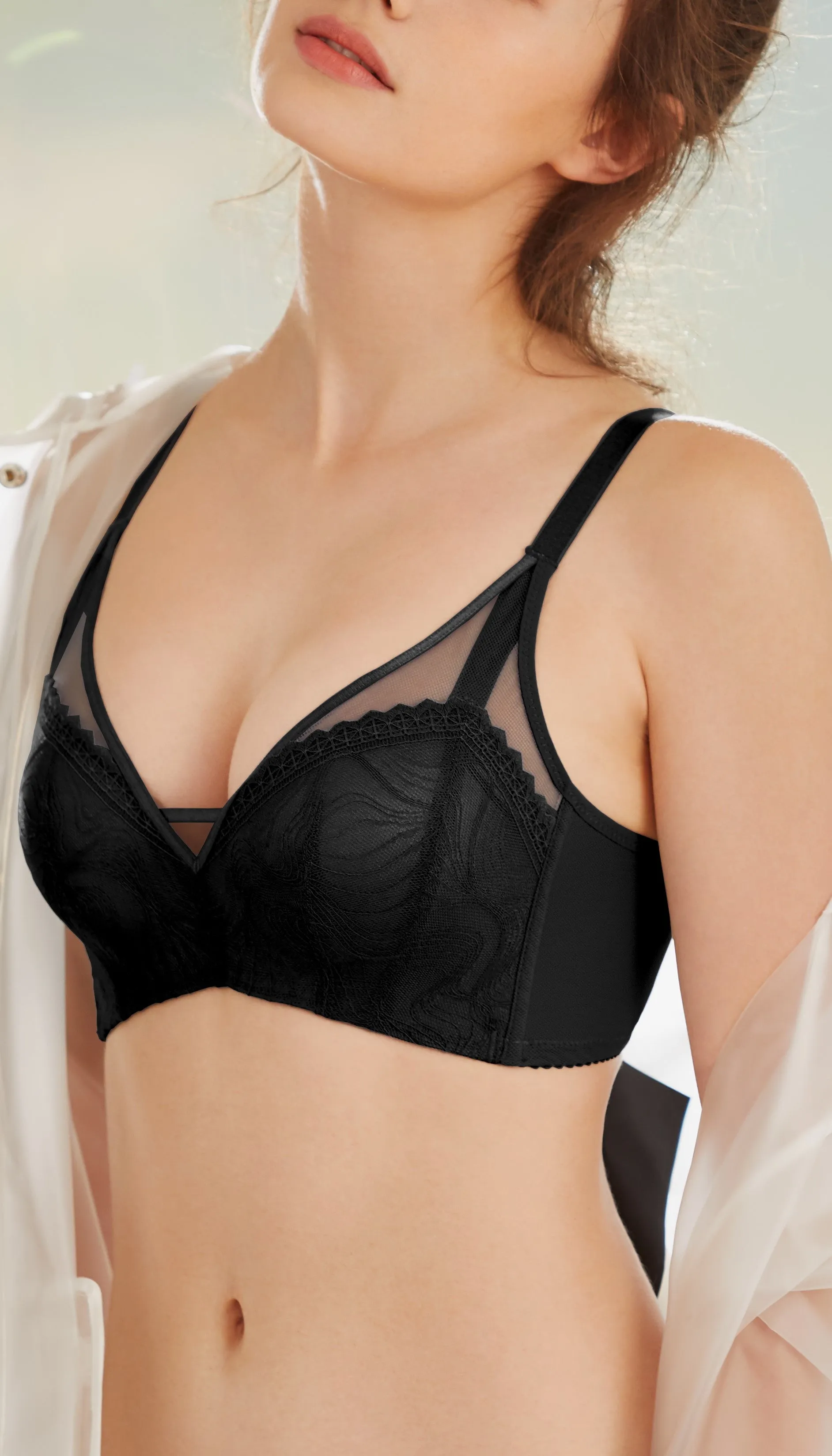 Lace Push Up Bras for Women Wirefree Molded B Cups Bralette with Tassel #11212