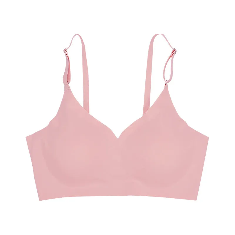 Low Back Seamless Push-up Wireless Bra HotPink