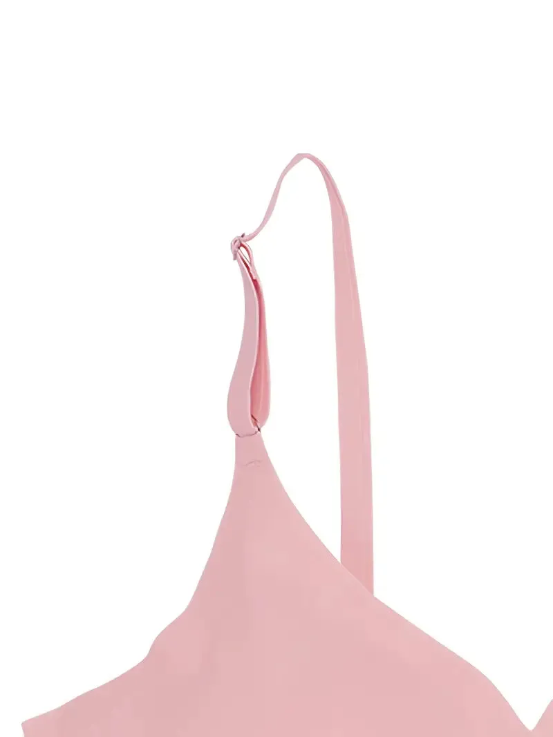 Low Back Seamless Push-up Wireless Bra HotPink