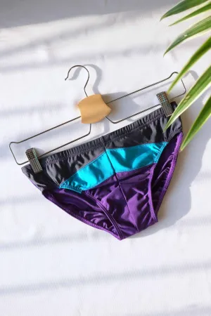 MONSIEUR ORCHIDÉE Vintage 1980's Retro Color-Block Swimming Briefs