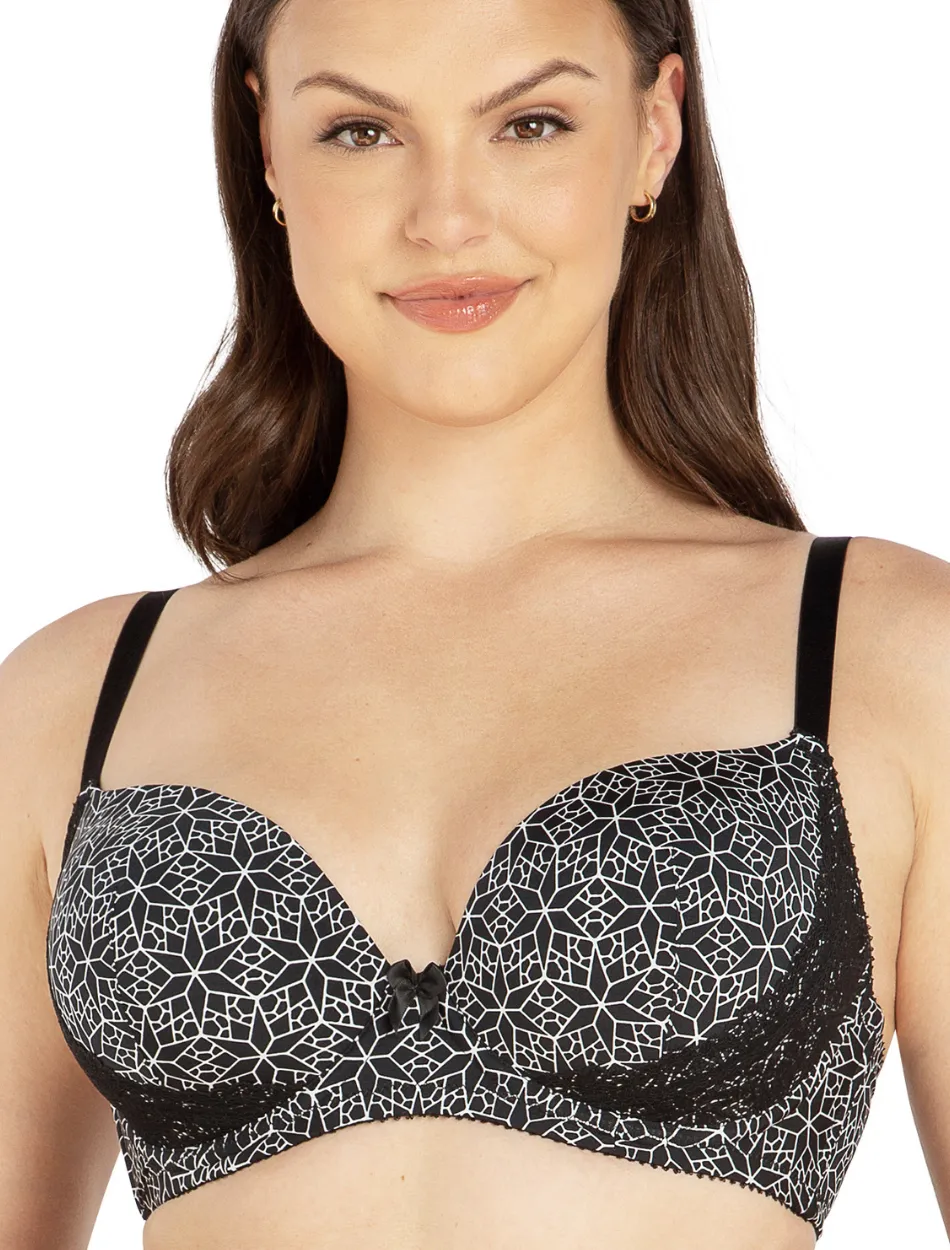 Parfait Casey Plunge Molded Underwire Bra, Black Mosaic | Mosiac Black T-Shirt Bra By Parfait