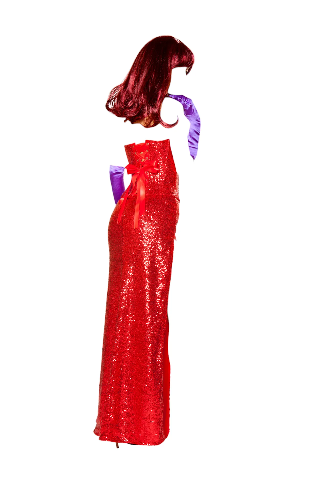 Roma Costume 2 PC Rabbits Lover Sequin Corset with Long Skirt Red