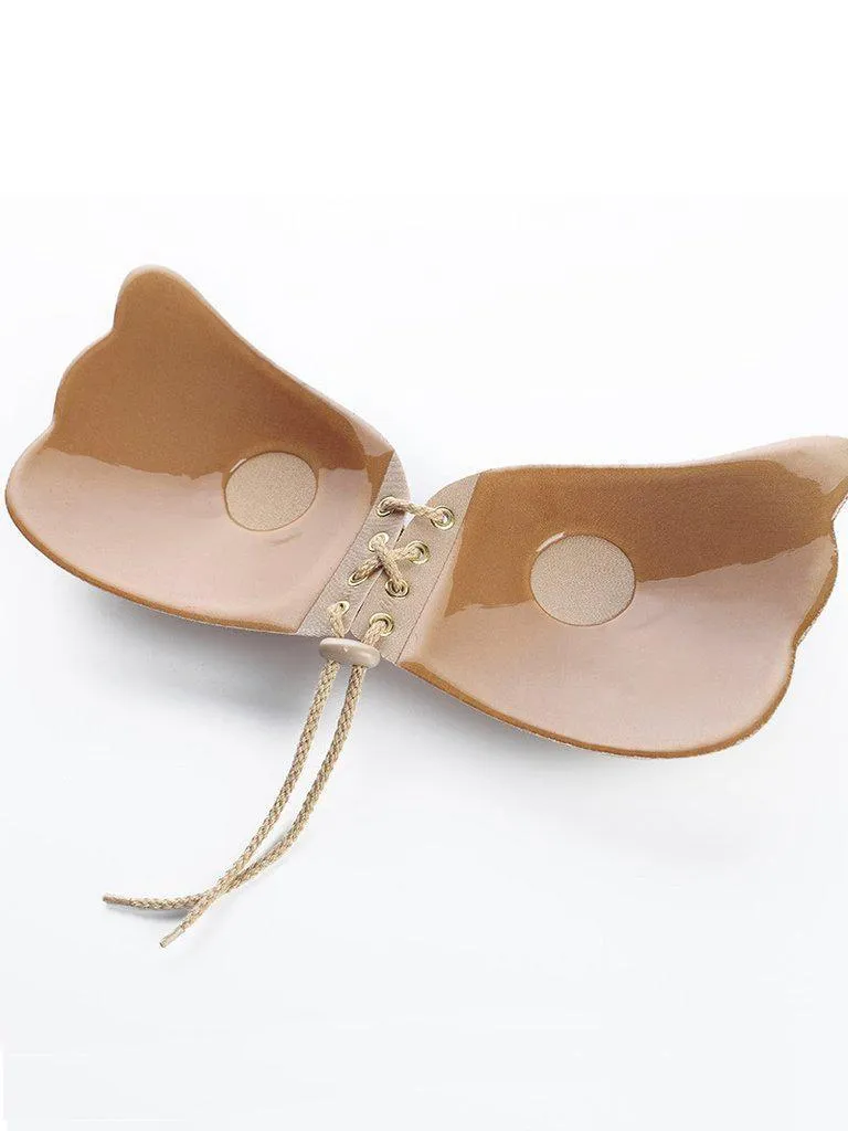 Seamless Lace Up Push Up Self Adhesive Bra