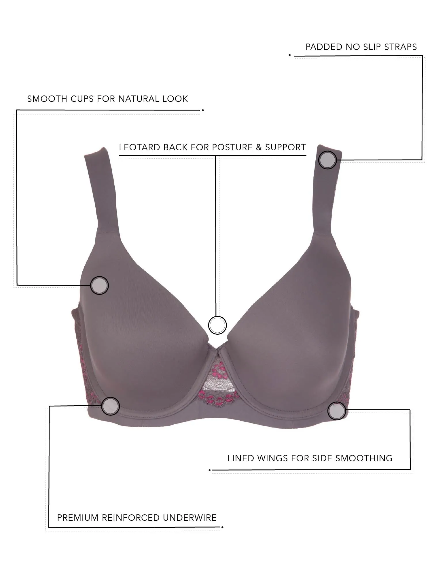 The Brigitte Lace - Underwire T-Shirt Bra