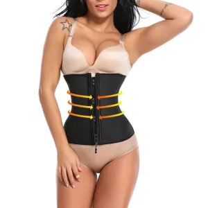Women Latex Waist Trainer Body Shaper Women Corsets Zipper&Hooks  Shaper Cincher Corset Top Slimming Belt Black Plus Size